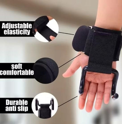 DRIPMINT Weight Lifting Rod Hooks Wrist Support (Pair of 1)